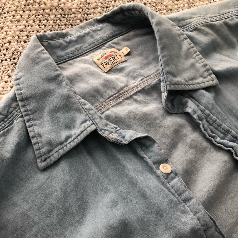 Faherty Penny Work Shirt- Indigo Chambray